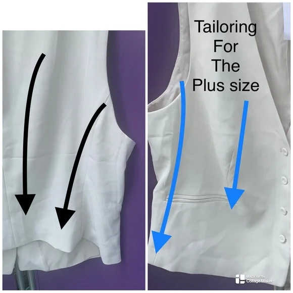 NWT- XXL Curved Satin Cream Vest, ⭐️ designed for curvy body ⭐️ - Picture 9 of 10